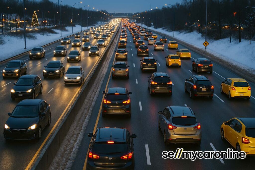 congested highway during christmas season